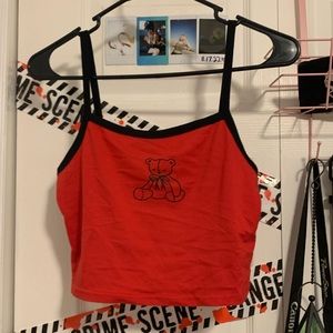 red and black teddy bear top